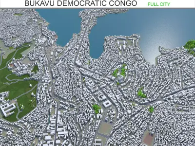Bukavu Democratic Congo 15km Low-poly 3D model