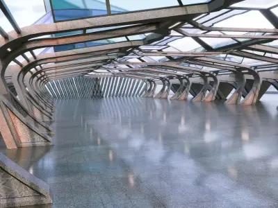 Modern Corridor Scene - Architectural Background - V1U5 3D model