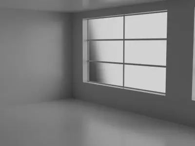 Empty office room with two windows Low-poly 3D model