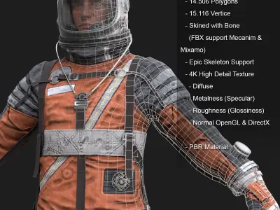 CS04 Space Suit LITE VERSION 2 Low-poly 3D model