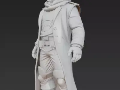 Masked Human Warrior Figurine Sci-Fi Soldier 3D Print Model 3D print model