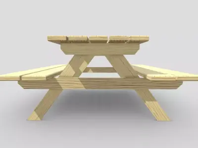 Picnic Light Wood Low-poly 3D model