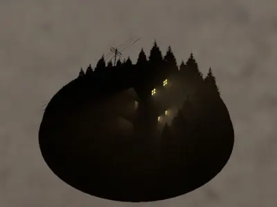 Christmas Cabin in the Snowy Woods 3D model