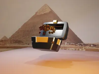 stylized Treasure Chest with coins  animation for games low poly Low-poly 3D model