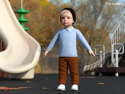  Child in Fall Clothes A-Pose 