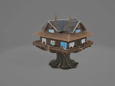Enchanted Tree House 3D Model - Perfect for Visualizations 3D model
