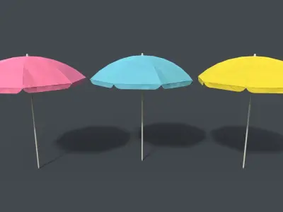 PBR Beach Parasol Low-poly 3D model