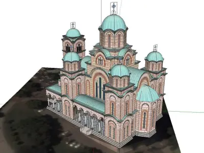 Architecture-Religion-God-Culture-Temple-010 church with two ... 3D model