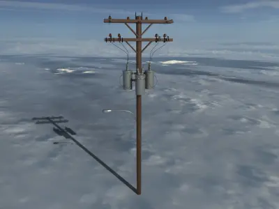 Japanese style electric pole  Low-poly 3D model