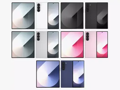 All the colors of the Galaxy Z Fold6 3D model
