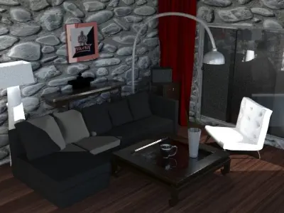 Living Room Low-poly 3D model