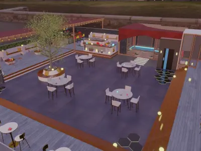 Metaverse Rooftop Bar Low-poly 3D model