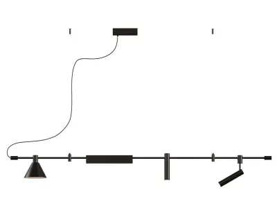 Horizontal Linear LED Pendant Lamp Low-poly 3D model
