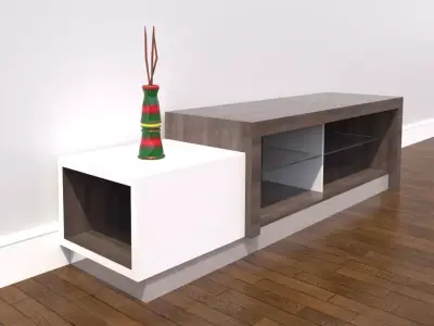 TV Stand-04 and Vase 3D model