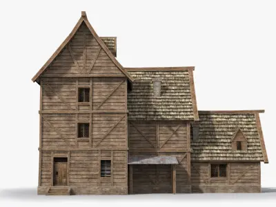 Medieval house x8 Low-poly 3D model