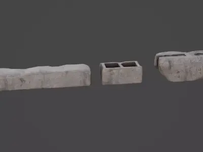 Concrete Blocks Game Ready Model Low-poly 3D model