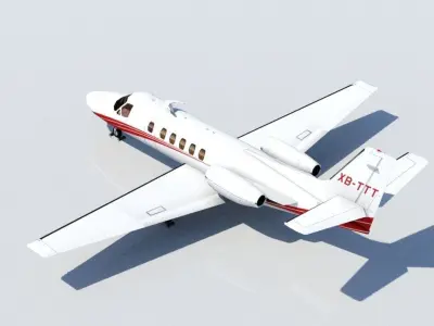Cessna CITATION C550 Static low poly  Blank business jet GA Low-poly 3D model