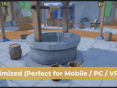 Stylized Medieval Settlement Low Poly Low-poly 3D model