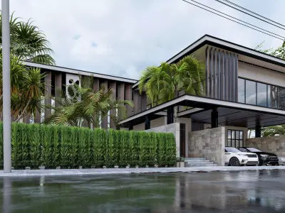 Modern Luxury Villa  Obsidian Edge House Exterior 3D Model Low-poly 3D model