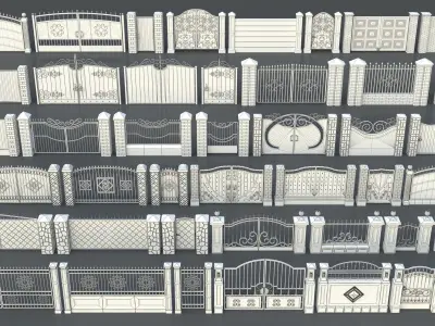 Gates-Fences-Doors Collection - 45 pieces 3D model