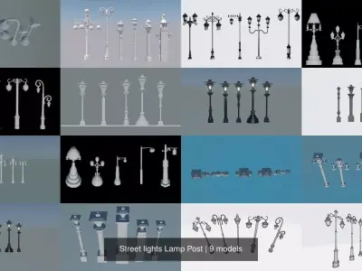 Street lights Lamp Post 3D Model Pack