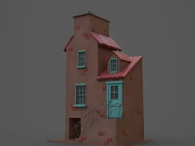 Stylized House Low-poly 3D model