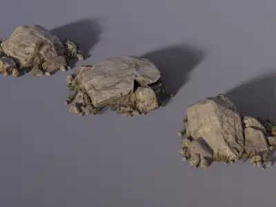 Rock assembly set large Low-poly 3D model