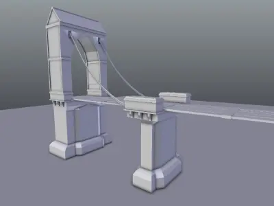 Medieval City Drawbridge Low-poly 3D model