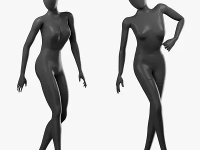  Black Rigged Simple and Sport Female Mannequins 