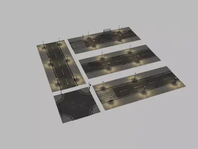 Modular Night City Street Pack Low-poly 3D model