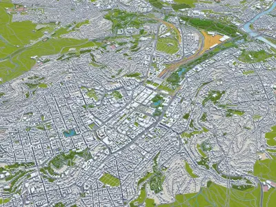 Stuttgart City Germany Low-poly 3D model