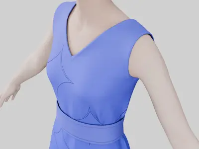 Dress 02 Very Light Blue Low-poly 3D model