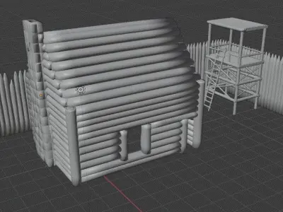 Frontier Fort Free low-poly 3D model