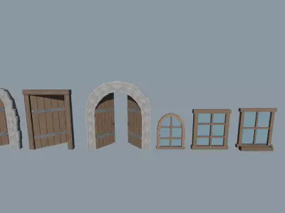 door and window pack Free low-poly 3D model