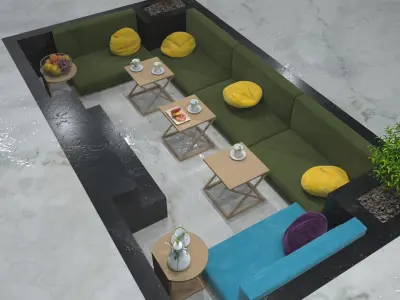 Arabic majlis area inside the villa 3D model