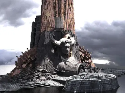 Sci-Fi City Organic Tower of knowledge Kitbash 3D model