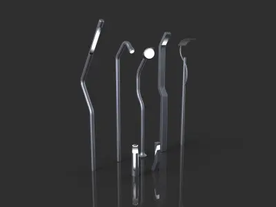 Modern Street Lamp-Bollard Set 3D model