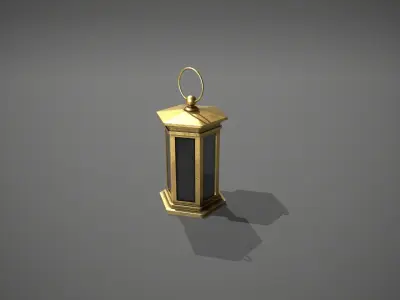 Gold Antique Lantern Low-poly 3D model