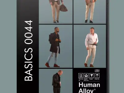 Low poly set of 3D men walking 3D model 3D model