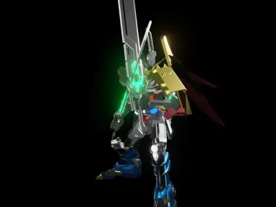 TheMechaNoid 7 gundam character holding sword 3D model