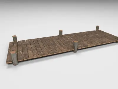 Wooden Park Deck floor Low-poly 3D model