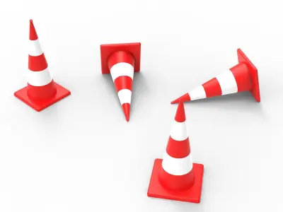 TRAFFIC CONE Low-poly 3D model 25