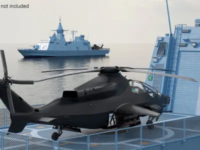  Corvette Class Ship with Attack Helicopter Rigged 