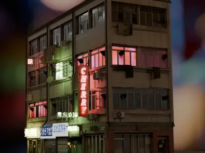 Asian Cyberpunk Towerblock 3D model