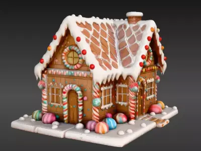Winter House Christmas 3D Model Two Model Pack Back Ground Scene Low-poly 3D model