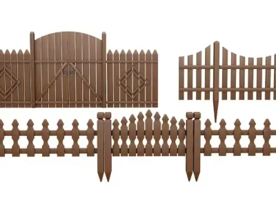 Wooden fencing 3D model