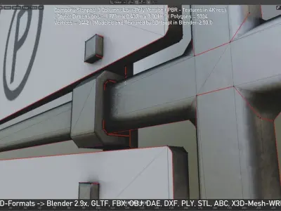 Company Signpost 3 Columns Low-Poly Version Low-poly 3D model