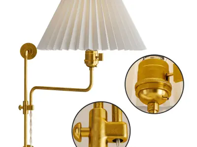 Pleated lampshade wall lamp 3D model