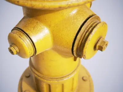Hydrant Yellow Low-poly 3D model