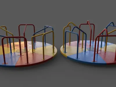 PBR Merry Go Round Roundabout A Low-poly 3D model